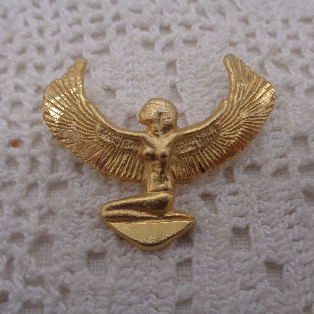 Vintage Gold Tone ISIS ENHANCER Goddess Pendant CHARM Slide